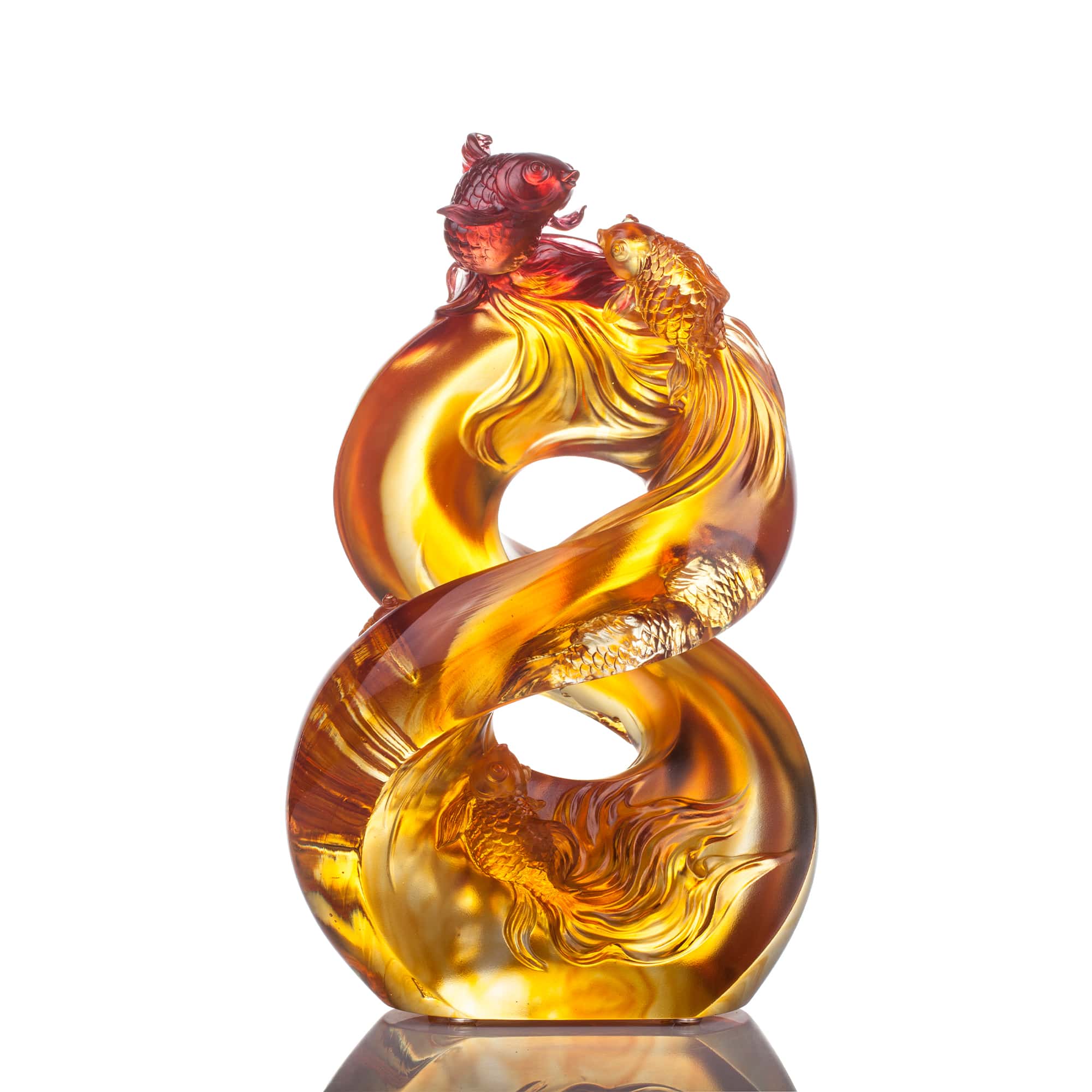 Liu Li Crystal Crystal Koi Fish Figurine, In Unity – LIULI Crystal Art