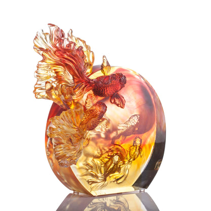 Crystal Sculpture, Goldfish, In Celebration