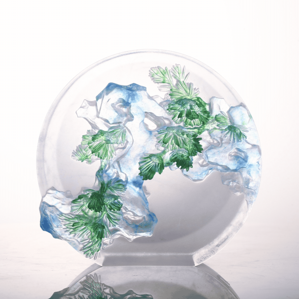 LIULI Crystal, Tai Chi Series | Pine and Stone - Evergreen, Ever New