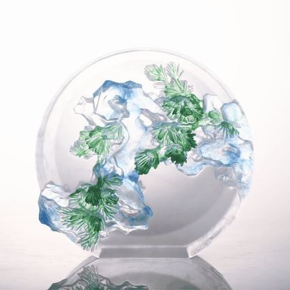 LIULI Crystal, Tai Chi Series | Pine and Stone - Evergreen, Ever New