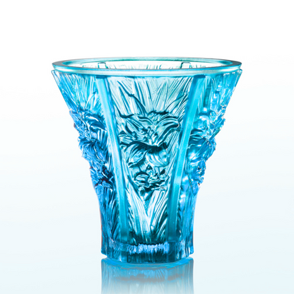 Crystal Floral Vase, In the Presence of Spring-Profusion of Lilies (Blue)
