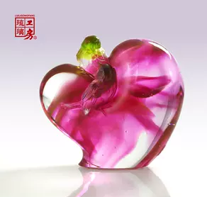 Bird on Heart Shape Figurine (Romance and Love) - Amorous Words