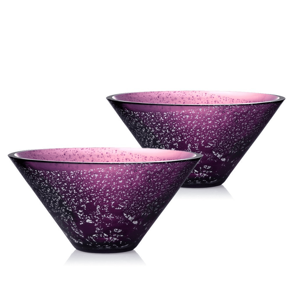Crystal Bowl Gift Set with Silver Foil, Lavender Dreams (Set of 2)