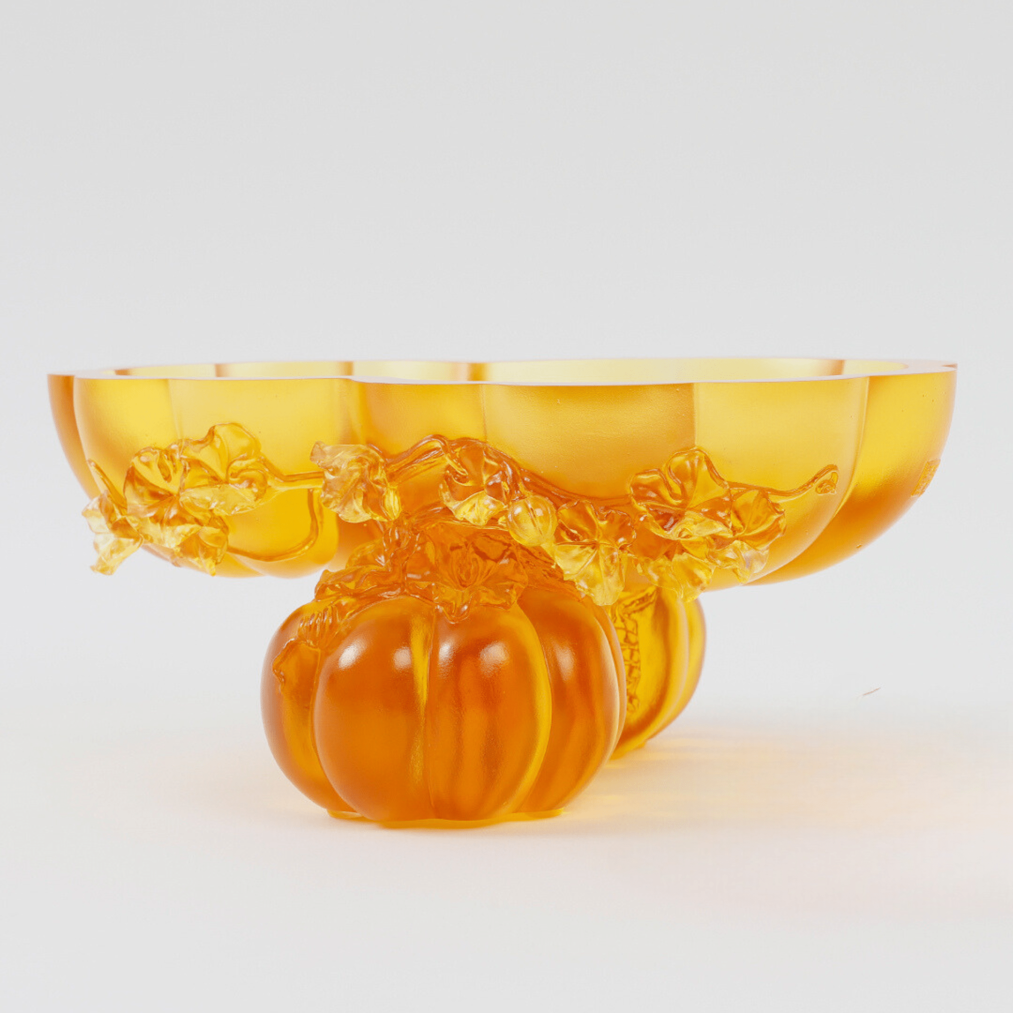 Crystal Bowl With Squash Shape, Golden Gourds of Fortune