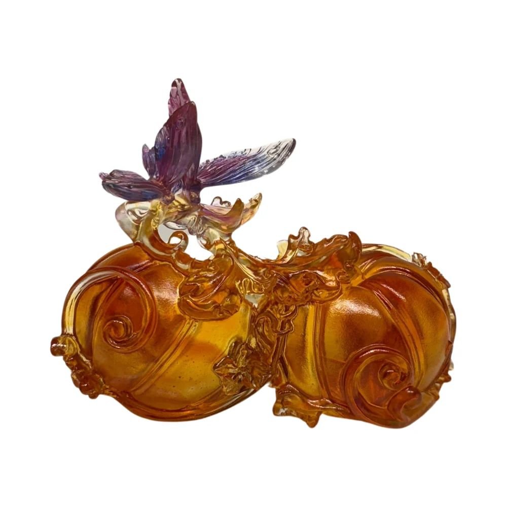 Crystal Butterfly,Pumpkin, Fruits of Prosperity (Dark amber / light amber)