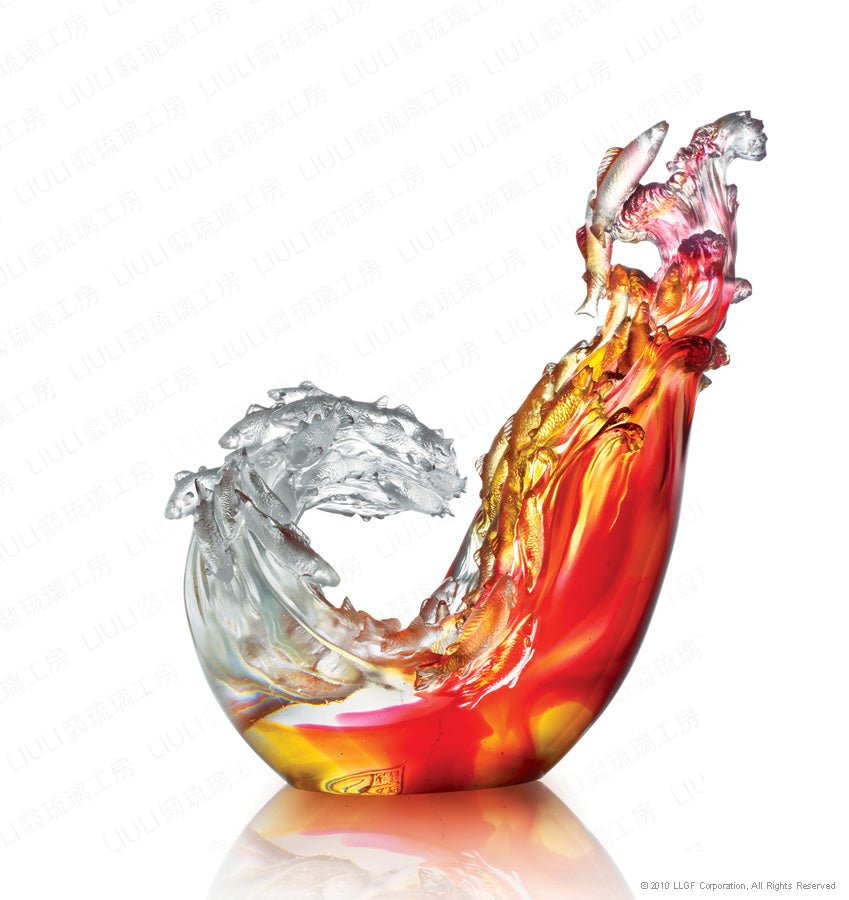 Crystal Fish Figurine, Together We Will Reach the Crest