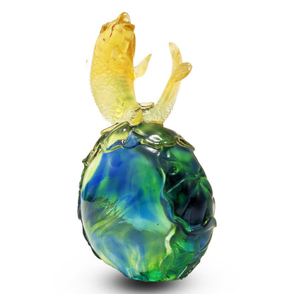 Crystal Fish, Koi Fish, Somersault To The Top (Bluish / green clear)