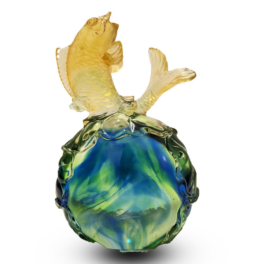 Crystal Fish, Koi Fish, Somersault To The Top (Bluish / green clear)