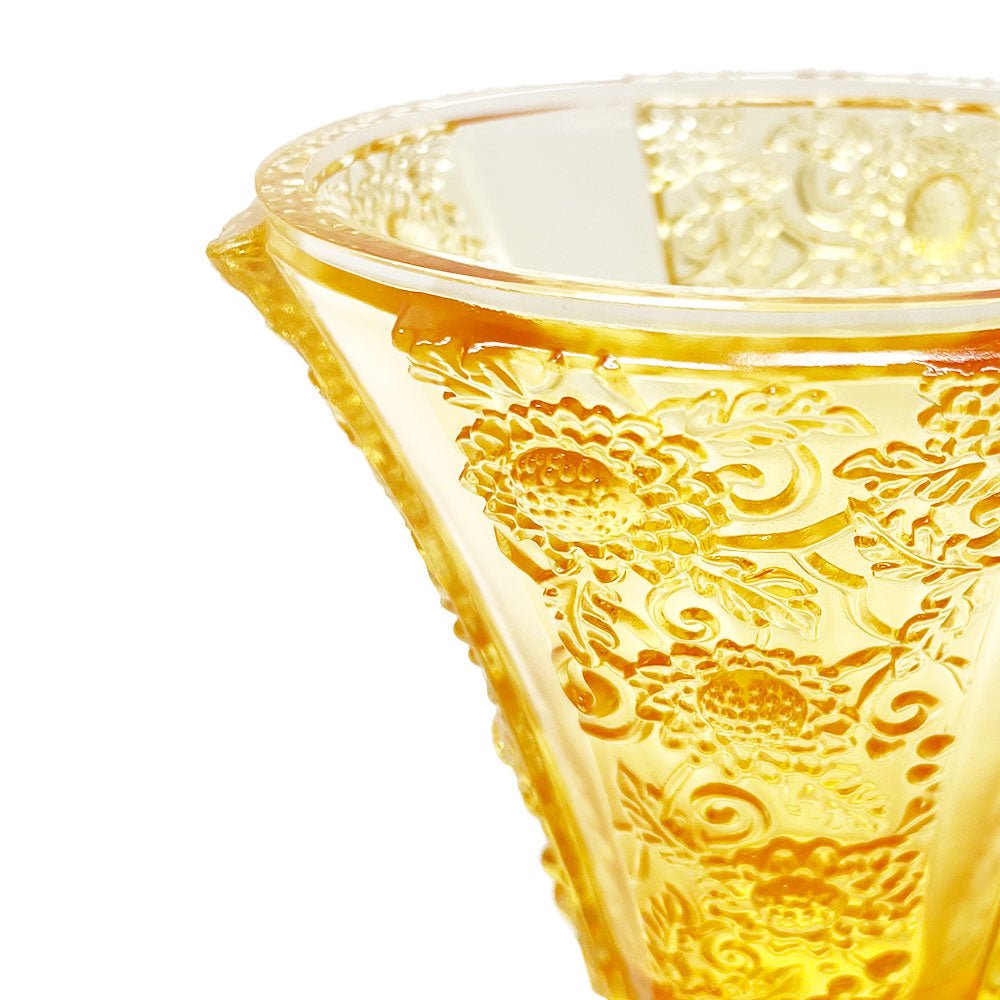 Crystal Floral Vase, In the Presence of Spring-Exquisite Goldenrod
