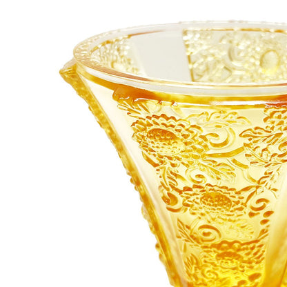 Crystal Floral Vase, In the Presence of Spring-Exquisite Goldenrod