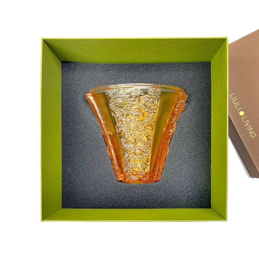 Crystal Floral Vase, In the Presence of Spring-Exquisite Goldenrod