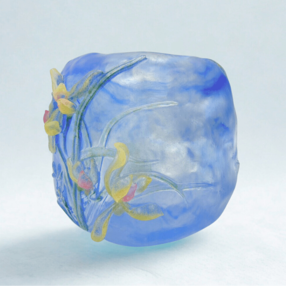 Crystal Floral Vase, Orchid, Limpid Showers, Blossoming Orchid