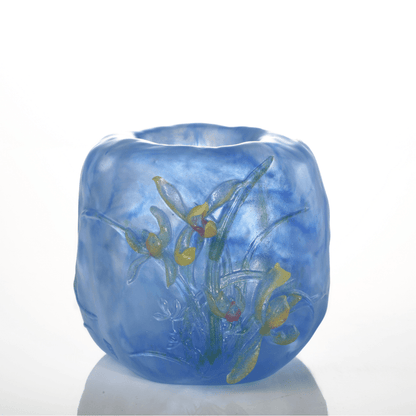 Crystal Floral Vase, Orchid, Limpid Showers, Blossoming Orchid