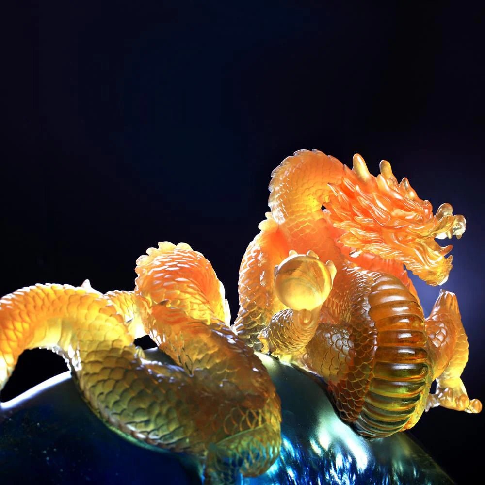 Crystal Mythical Creature, Dragon, The Space Between Heaven and Earth (Amber / blue clear)