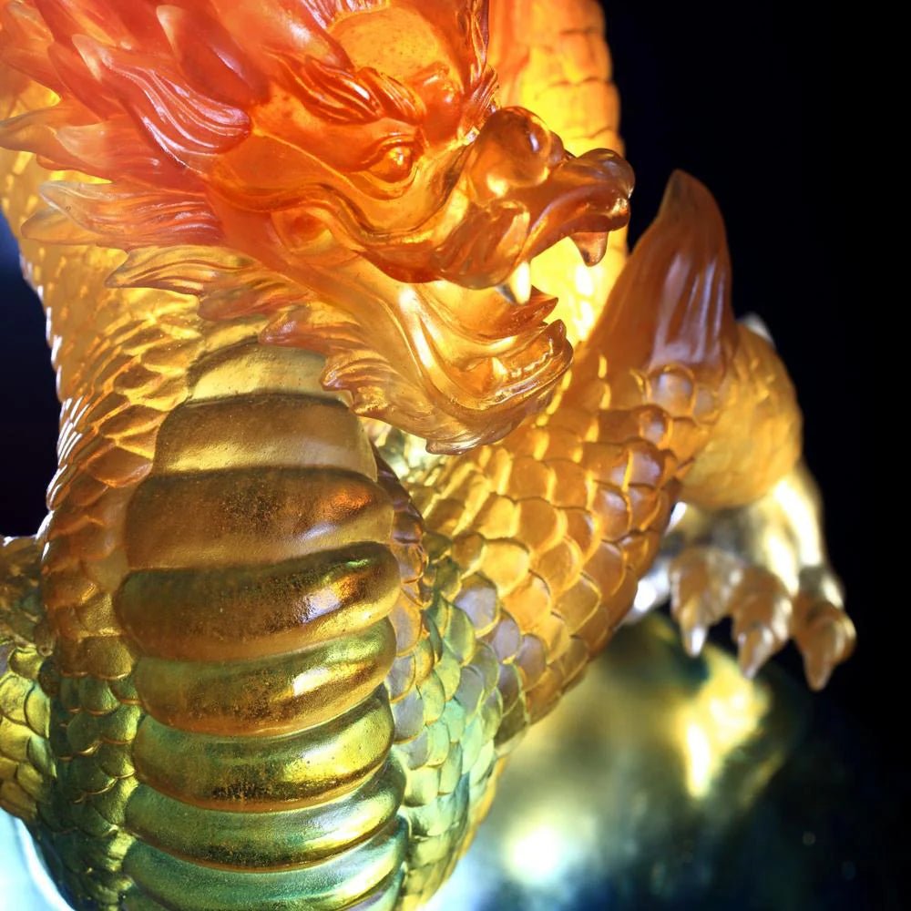 Crystal Mythical Creature, Dragon, The Space Between Heaven and Earth (Amber / blue clear)