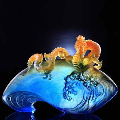 Crystal Mythical Creature, Dragon, The Space Between Heaven and Earth (Amber / blue clear)