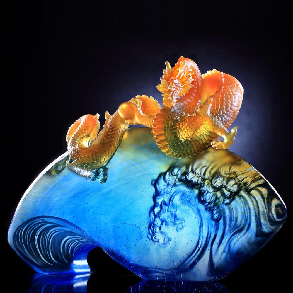 Crystal Mythical Creature, Dragon, The Space Between Heaven and Earth (Amber / blue clear)