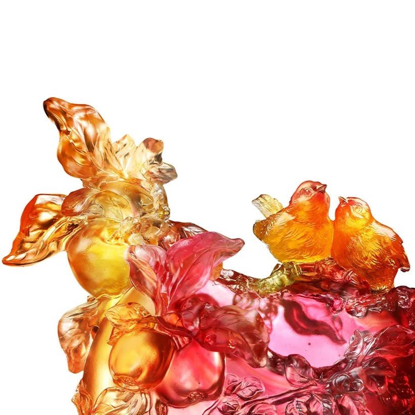 Crystal sculpture, birds, Happiness in Pairs