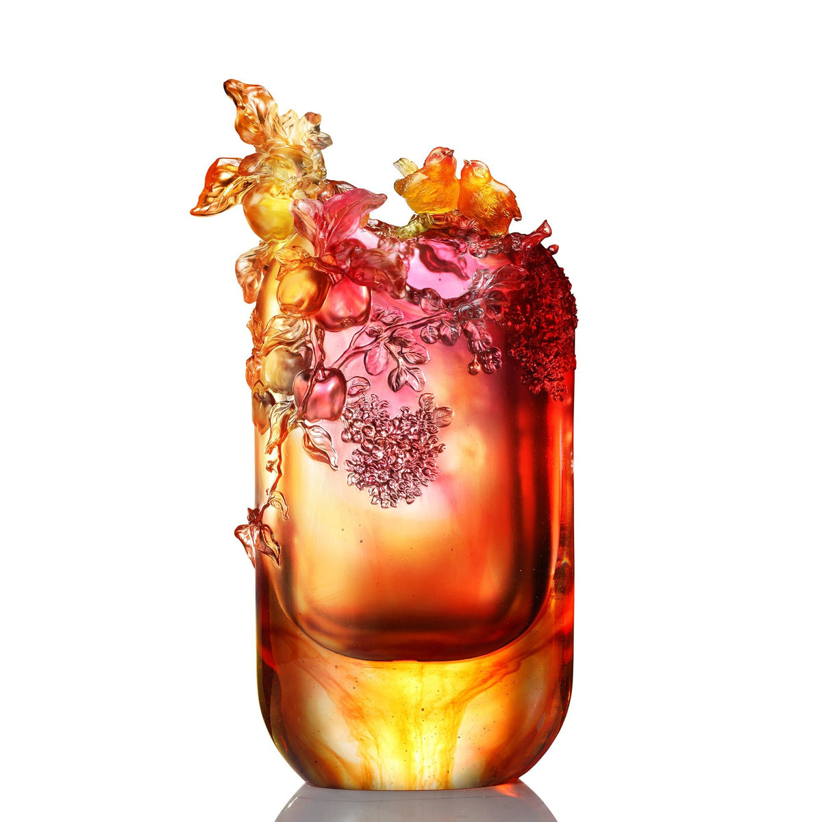 LIULI Crystal, Birds Flower Vase | Happiness in Pairs