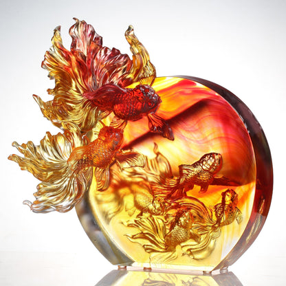 Crystal Sculpture, Goldfish, In Celebration