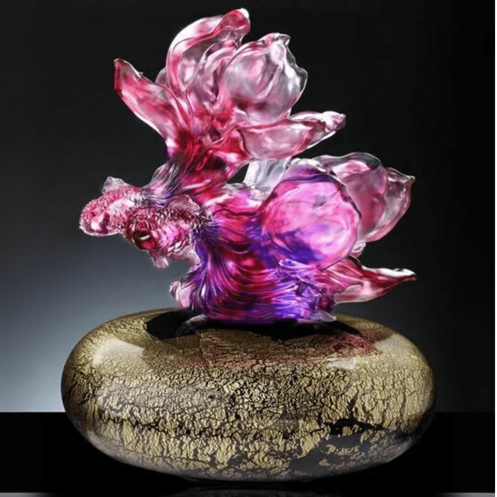 Crystal Treasure Vase, A Vase of Riches-White Yulan Luck (Purple powder)
