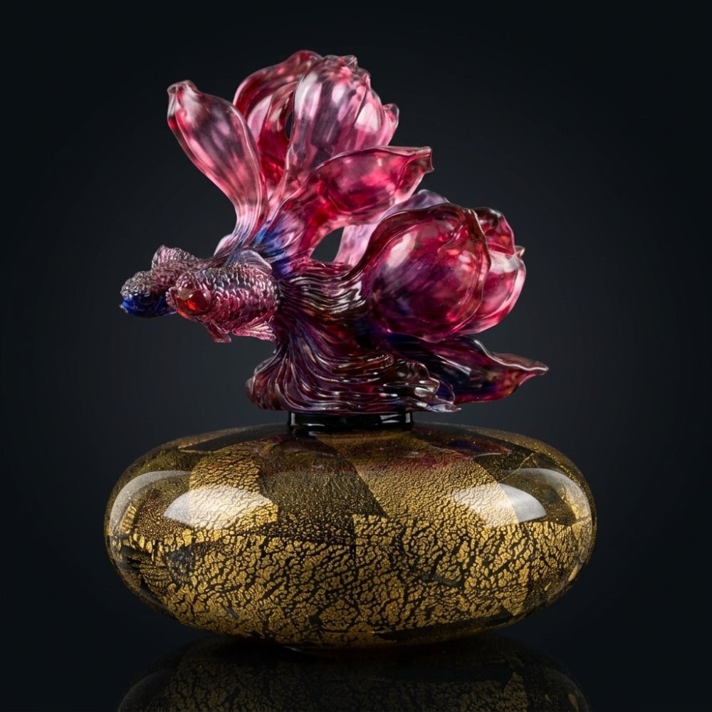 Crystal Treasure Vase, A Vase of Riches-White Yulan Luck (Purple powder)
