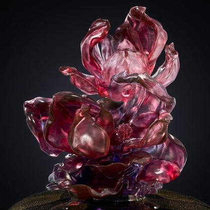 Crystal Treasure Vase, A Vase of Riches-White Yulan Luck (Purple powder)