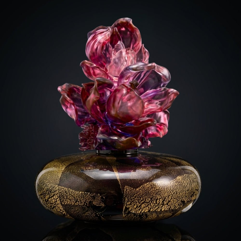 Crystal Treasure Vase, A Vase of Riches-White Yulan Luck (Purple powder)