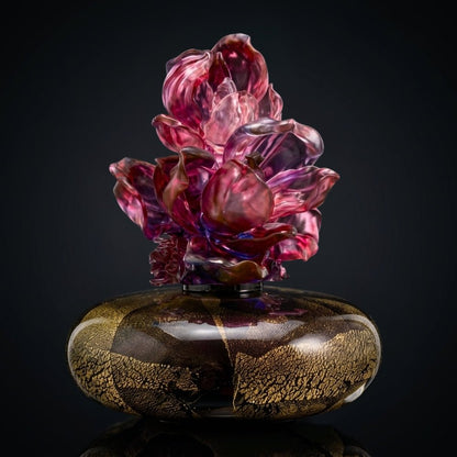 Crystal Treasure Vase, A Vase of Riches-White Yulan Luck (Purple powder)
