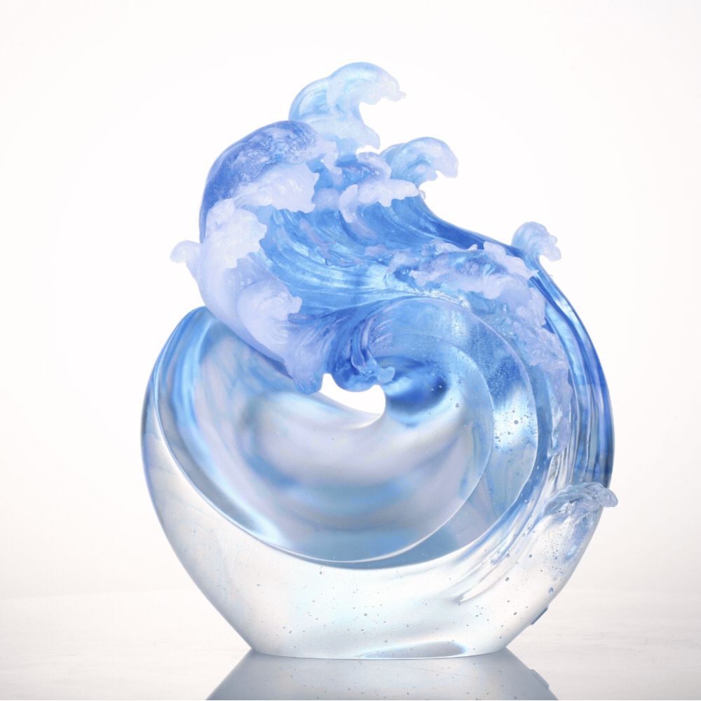LIULI Crystal, Ocean Wave Sculpture, Tai Chi Series | Burst Forth