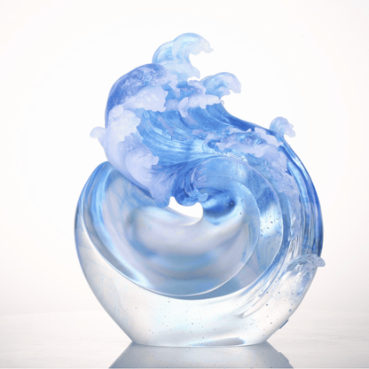 LIULI Crystal, Ocean Wave Sculpture, Tai Chi Series | Burst Forth