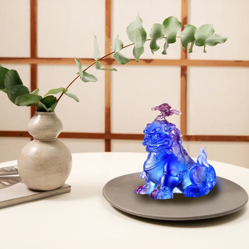 Evergreen Lion, Foo Dog with Evergreen Pine