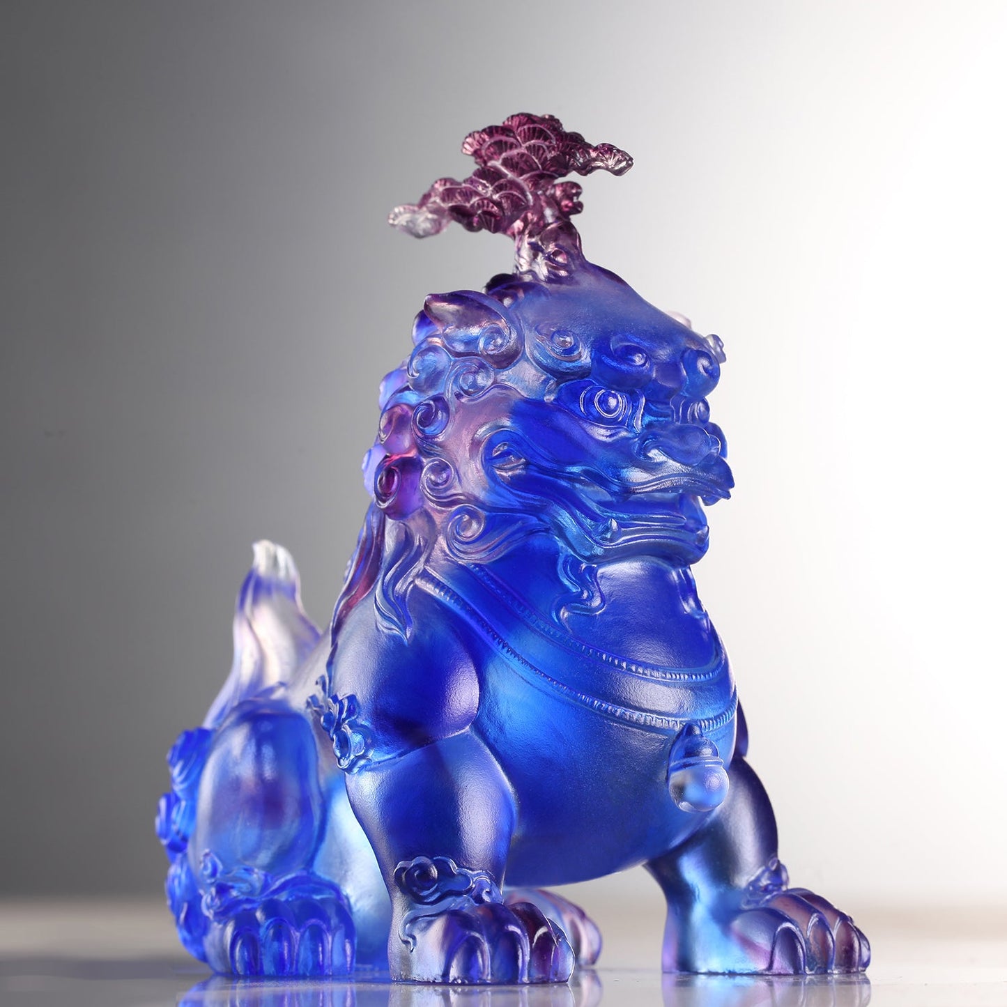 Evergreen Lion, Foo Dog with Evergreen Pine