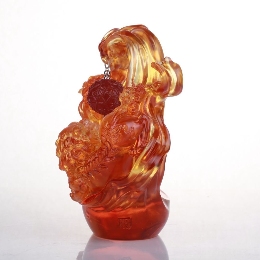 Foo Dog, Chinese Guardian Lion, Crystal Sculpture, Embroidered Lion Dance