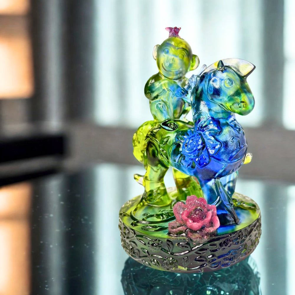 LIULI Crystal Animal, Monkey Figure, Heaven Sent