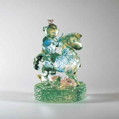LIULI Crystal Animal, Monkey Figure, Heaven Sent