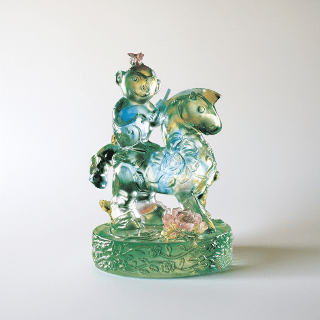 LIULI Crystal Animal, Monkey Figure, Heaven Sent