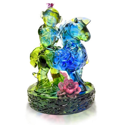 LIULI Crystal Animal, Monkey Figure, Heaven Sent