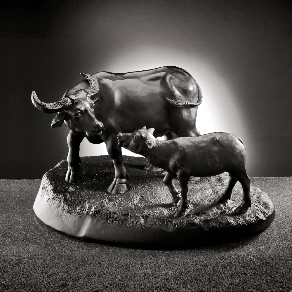 LIULI Crystal Animal, Water Buffalo Sculpture | A Rich and Fertile Heart