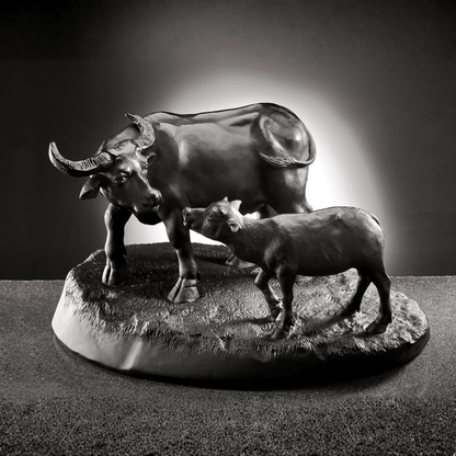 LIULI Crystal Animal, Water Buffalo Sculpture | A Rich and Fertile Heart