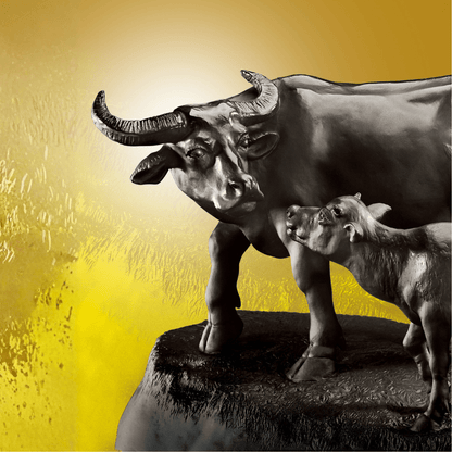 LIULI Crystal Animal, Water Buffalo Sculpture | A Rich and Fertile Heart