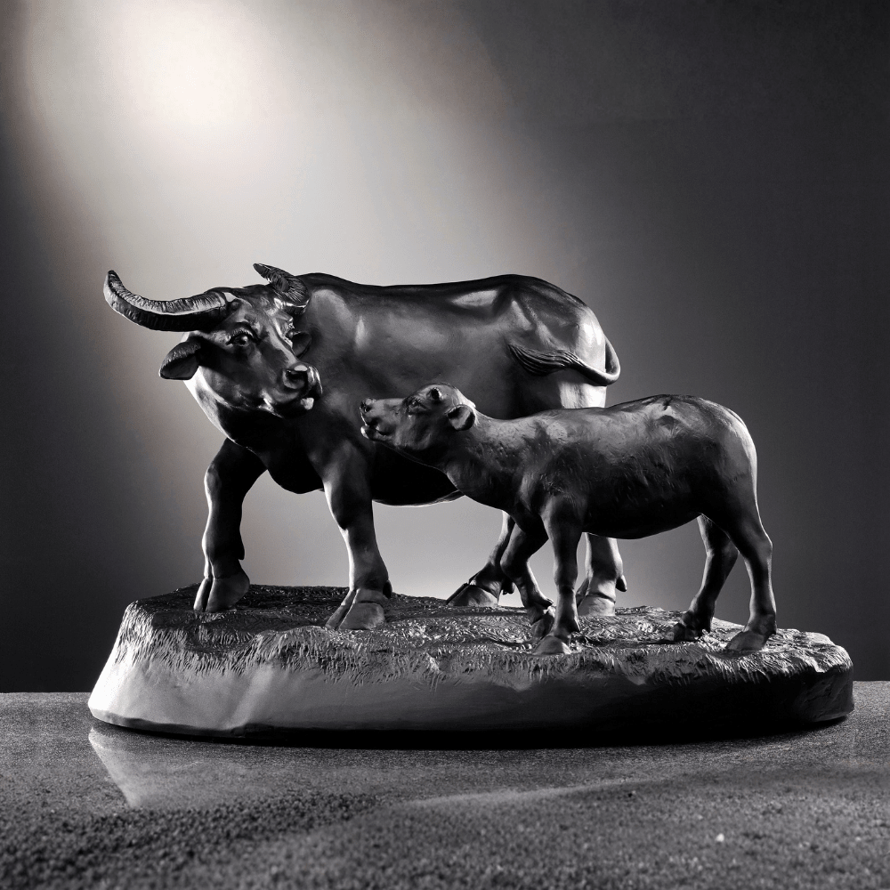 LIULI Crystal Animal, Water Buffalo Sculpture | A Rich and Fertile Heart
