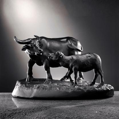 LIULI Crystal Animal, Water Buffalo Sculpture | A Rich and Fertile Heart