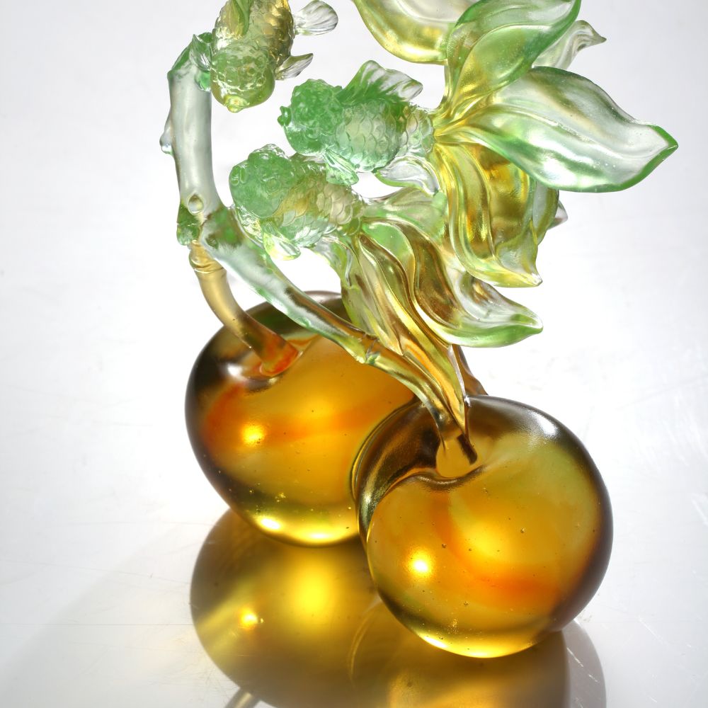 LIULI Crystal Art, Goldfish and Plum Sculpture, The Dance of All Things