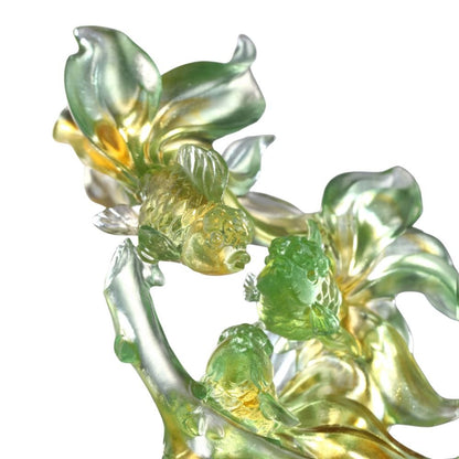 LIULI Crystal Art, Goldfish and Plum Sculpture, The Dance of All Things