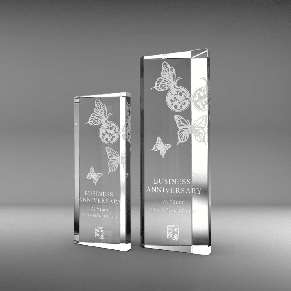 LIULI Crystal Award, Butterfly Trophy, Laser Engraving | A Moment of Splendour