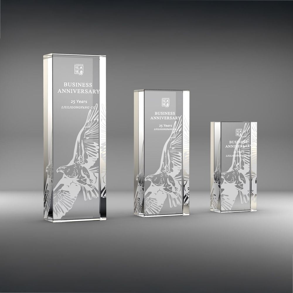 LIULI Crystal Award, Eagle Trophy, Laser Engraving | Guidance