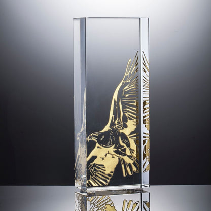 LIULI Crystal Award, Eagle Trophy, Laser Engraving | Guidance (Gold)