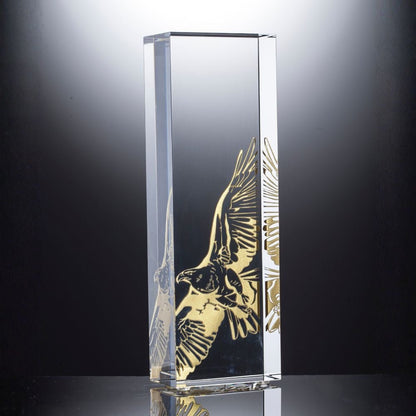 LIULI Crystal Award, Eagle Trophy, Laser Engraving | Guidance (Gold)