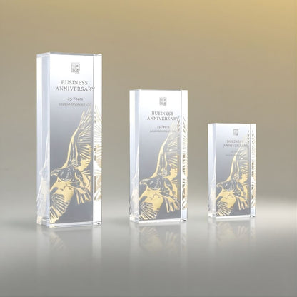 LIULI Crystal Award, Eagle Trophy, Laser Engraving | Guidance (Gold)